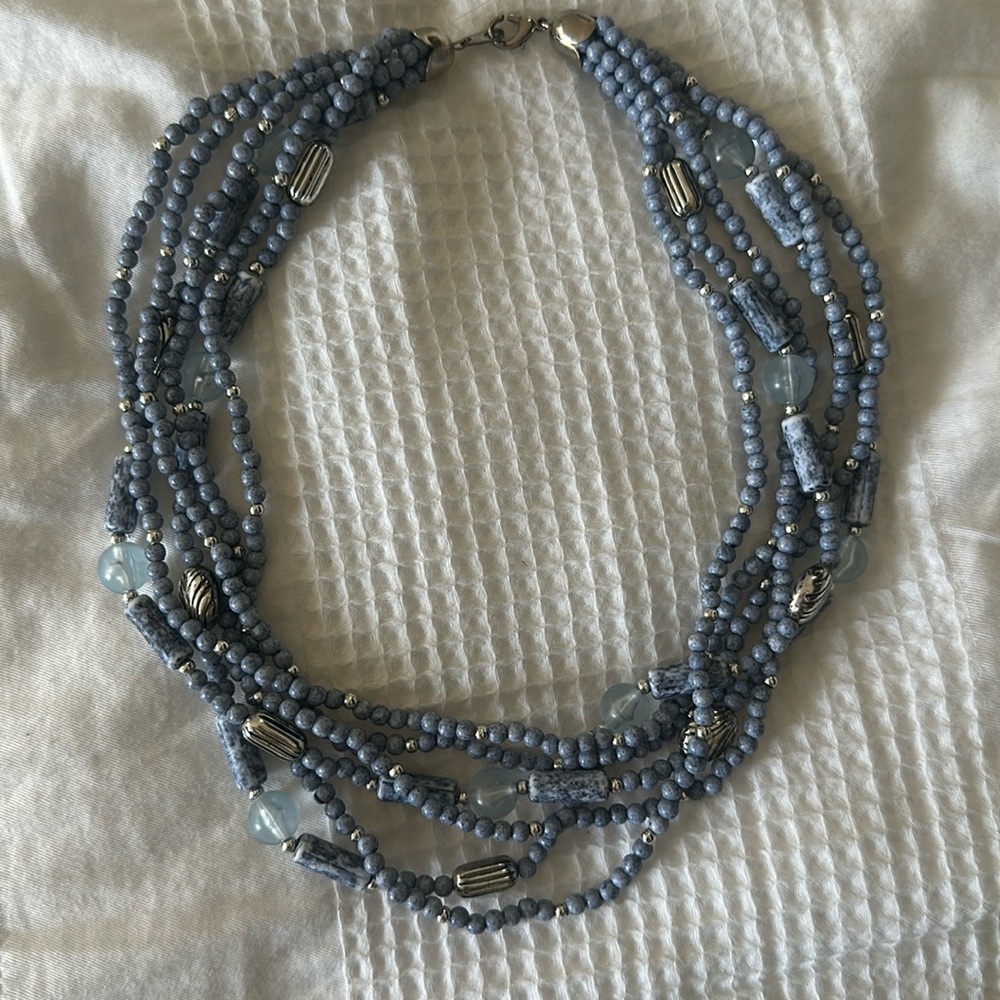 Vintage Blue multistranded necklace - Picture 2 of 5